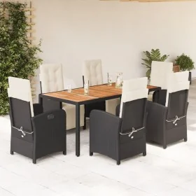 Set de comedor de jardín 7 pzas y cojines ratán sintético negro von , Gartensets - Ref: Foro24-3212472, Preis: 1,00 €, Rabatt: %