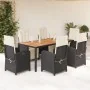 Set de comedor de jardín 7 pzas y cojines ratán sintético negro de , Conjuntos de jardín - Ref: Foro24-3212472, Precio: 1,00 ...