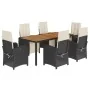 Set de comedor de jardín 7 pzas y cojines ratán sintético negro de , Conjuntos de jardín - Ref: Foro24-3212472, Precio: 1,00 ...
