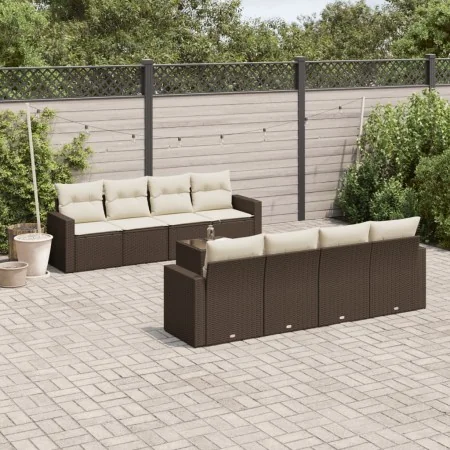 Set de sofás de jardín 9 pzas y cojines ratán sintético marrón by , Modular outdoor sofas - Ref: Foro24-3251090, Price: 589,7...
