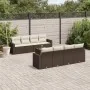 Set de sofás de jardín 9 pzas y cojines ratán sintético marrón by , Modular outdoor sofas - Ref: Foro24-3251090, Price: 589,7...