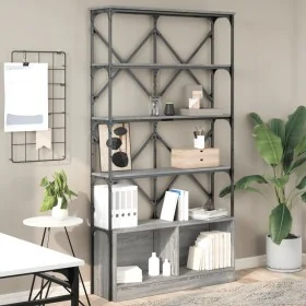 Estantería madera ingeniería y metal gris Sonoma 100x26x180 cm by , Bookcases and shelves - Ref: Foro24-845429, Price: 109,98...