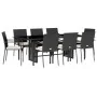 Set de comedor de jardín 9 pzas y cojines ratán sintético negro by , Garden sets - Ref: Foro24-3213495, Price: 674,25 €, Disc...