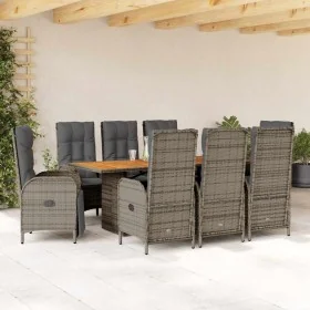 Set comedor jardín 9 pzas y cojines ratán sintético gris by , Garden sets - Ref: Foro24-3213519, Price: 1,00 €, Discount: %