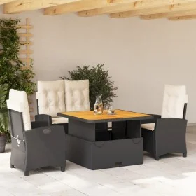 Juego comedor jardín 4 piezas con cojines ratán sintético negro von , Gartensets - Ref: Foro24-3277380, Preis: 589,17 €, Raba...