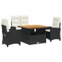 Juego comedor jardín 4 piezas con cojines ratán sintético negro de , Conjuntos de jardín - Ref: Foro24-3277380, Precio: 578,2...