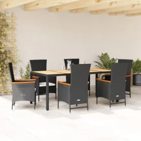 Set de comedor de jardín 7 pzas y cojines ratán sintético negro by , Garden sets - Ref: Foro24-3277515, Price: 911,60 €, Disc...