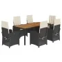 Set de comedor de jardín 7 pzas y cojines ratán sintético negro de , Conjuntos de jardín - Ref: Foro24-3212227, Precio: 839,0...