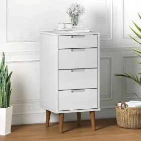 Mesita de noche MOLDE madera maciza de pino blanca 40x35x82 cm by , Drawers - Ref: Foro24-350502, Price: 129,40 €, Discount: %