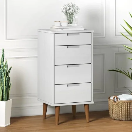 Mesita de noche MOLDE madera maciza de pino blanca 40x35x82 cm de , Cajoneras - Ref: Foro24-350502, Precio: 129,40 €, Descuen...