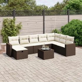 Set de sofás de jardín 9 pzas y cojines ratán sintético marrón by , Garden sets - Ref: Foro24-3263599, Price: 573,76 €, Disco...