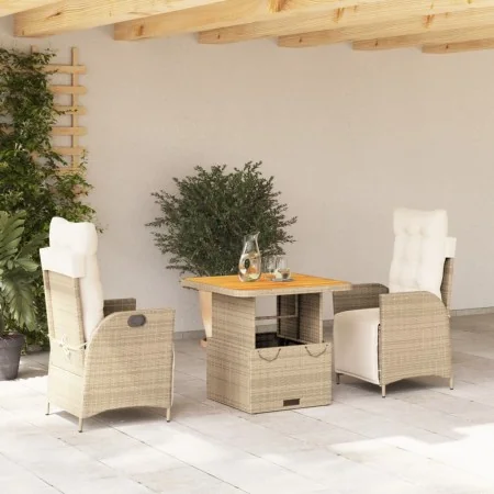 Set comedor de jardín 3 pzas con cojines ratán sintético beige by , Garden sets - Ref: Foro24-3277471, Price: 451,20 €, Disco...