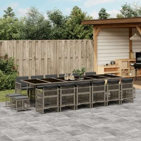 Set comedor de jardín 17 pzas y cojines ratán sintético gris by , Garden sets - Ref: Foro24-3211004, Price: 1,00 €, Discount: %