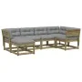 Juego de sofás jardín 6 pzas con cojines madera pino impregnada by , Garden sets - Ref: Foro24-3217044, Price: 627,41 €, Disc...