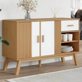 Aparador OLDEN madera maciza pino blanco y marrón 114x43x73,5cm by , Sideboards - Ref: Foro24-358608, Price: 158,04 €, Discou...
