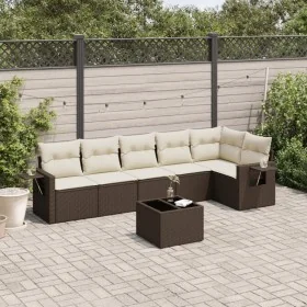 Juego de sofás de jardín 7 piezas con cojines ratán PE marrón by , Garden sets - Ref: Foro24-3252540, Price: 471,86 €, Discou...