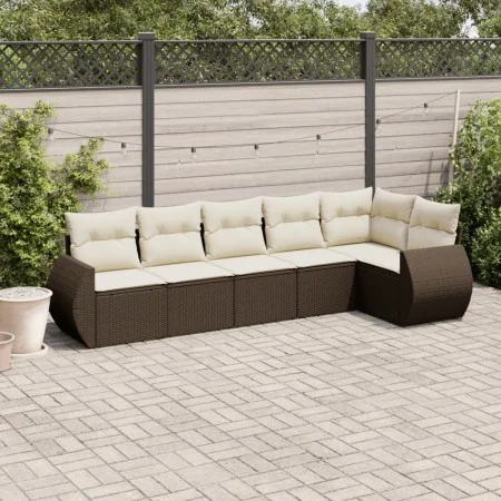 Set sofás de jardín 6 piezas y cojines ratán sintético marrón by , Garden sets - Ref: Foro24-3253730, Price: 425,75 €, Discou...
