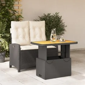 Set comedor de jardín 2 pzas con cojines ratán sintético negro by , Garden sets - Ref: Foro24-3277382, Price: 290,80 €, Disco...