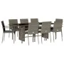 Set comedor jardín 9 pzas y cojines ratán sintético gris by , Garden sets - Ref: Foro24-3213497, Price: 626,44 €, Discount: %