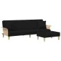 Sofá cama de 2 plazas con almohadas y taburete terciopelo negro by , Sofas - Ref: Foro24-3216217, Price: 367,36 €, Discount: %