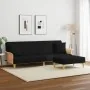 Sofá cama de 2 plazas con almohadas y taburete terciopelo negro by , Sofas - Ref: Foro24-3216217, Price: 367,36 €, Discount: %