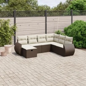 Juego de sofás de jardín 7 piezas con cojines ratán PE marrón by , Garden sets - Ref: Foro24-3264149, Price: 480,35 €, Discou...