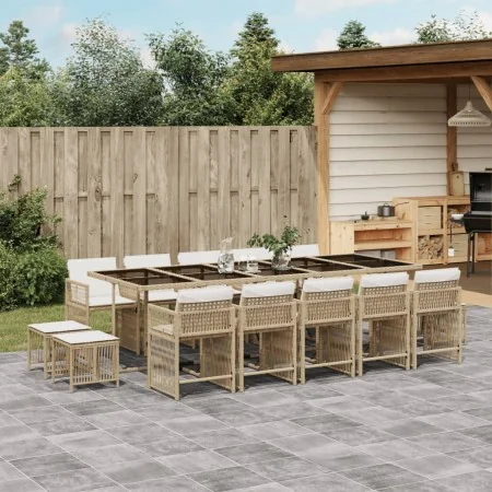 Set comedor de jardín con cojines 15 pzas ratán sintético beige by , Garden sets - Ref: Foro24-3211714, Price: 955,39 €, Disc...