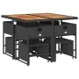 Set de comedor de jardín 9 pzas y cojines ratán sintético negro de , Conjuntos de jardín - Ref: Foro24-3211323, Precio: 415,9...