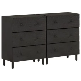 Armarios auxiliares 2 pzas madera maciza mango negro 60x33x75cm by , Sideboards - Ref: Foro24-3206283, Price: 295,47 €, Disco...
