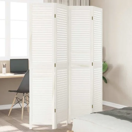 Biombo separador de 4 paneles madera maciza Paulownia blanco von , Raumteiler - Ref: Foro24-358835, Preis: 120,78 €, Rabatt: %