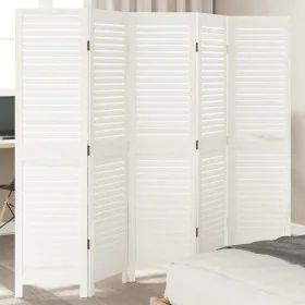 Biombo separador de 5 paneles madera maciza Paulownia blanco by , Room dividers - Ref: Foro24-358837, Price: 131,97 €, Discou...