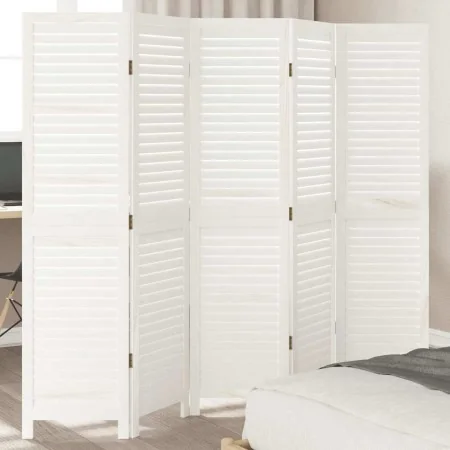 Biombo separador de 5 paneles madera maciza Paulownia blanco von , Raumteiler - Ref: Foro24-358837, Preis: 131,97 €, Rabatt: %