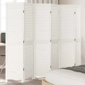 Biombo separador de 6 paneles madera maciza Paulownia blanco by , Room dividers - Ref: Foro24-358842, Price: 186,39 €, Discou...