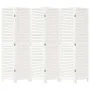 Biombo separador de 6 paneles madera maciza Paulownia blanco de , Divisores de ambientes - Ref: Foro24-358842, Precio: 186,39...