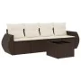 Set comedor de jardín 5 piezas y cojines ratán sintético marrón von , Gartensets - Ref: Foro24-3221092, Preis: 346,50 €, Raba...