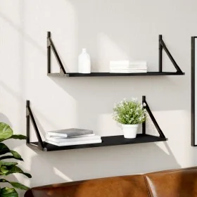 Estantes de pared 2 uds madera ingeniería negro 80x25x25,5 cm by , Shelves and shelves - Ref: Foro24-836338, Price: 44,19 €, ...
