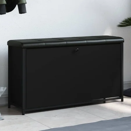 Banco zapatero con cajón abatible negro 102x32x56 cm by , Benches for halls and storage - Ref: Foro24-835127, Price: 97,18 €,...