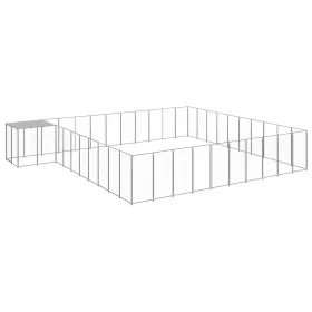 Perrera plateada 31,46 m² acero by , Dog kennels and fences - Ref: Foro24-3082247, Price: 594,86 €, Discount: %