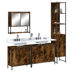 Set de muebles baño 4 pzas madera contrachapada roble ahumado de , Muebles de baño - Ref: Foro24-3214692, Precio: 244,98 €, D...