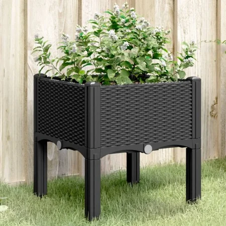 Jardinera con patas PP negro 40x40x42 cm by , Pots and planters - Ref: Foro24-367888, Price: 37,98 €, Discount: %