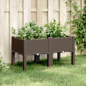 Jardinera con patas PP marrón 80x40x42 cm by , Pots and planters - Ref: Foro24-367895, Price: 58,81 €, Discount: %