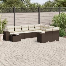 Set de sofás de jardín 10 pzas y cojines ratán sintético marrón by , Garden sets - Ref: Foro24-3223062, Price: 663,94 €, Disc...