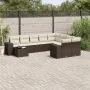 Set de sofás de jardín 10 pzas y cojines ratán sintético marrón by , Garden sets - Ref: Foro24-3223062, Price: 663,94 €, Disc...
