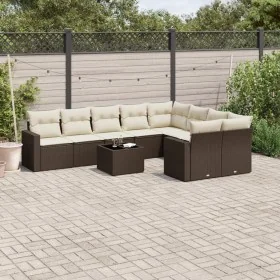 Set of 10 garden sofas and cushions synthetic rattan brown by , Garden sets - Ref: Foro24-3219443, Price: 647,73 €, Discount: %
