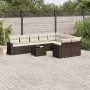 Set of 10 garden sofas and cushions synthetic rattan brown by , Garden sets - Ref: Foro24-3219443, Price: 647,73 €, Discount: %
