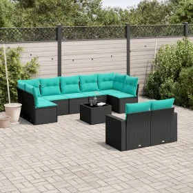 Set of 10pcs garden sofas with black synthetic rattan cushions by , Garden sets - Ref: Foro24-3219417, Price: 768,18 €, Disco...