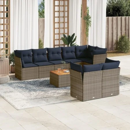 Set de sofás de jardín 9 pzas con cojines ratán sintético gris von , Gartensets - Ref: Foro24-3256068, Preis: 669,18 €, Rabat...