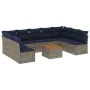 Set de sofás de jardín 10 pzas con cojines ratán sintético gris by , Garden sets - Ref: Foro24-3256124, Price: 669,28 €, Disc...