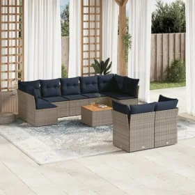 Set de sofás de jardín 10 pzas con cojines ratán sintético gris by , Garden sets - Ref: Foro24-3256145, Price: 712,92 €, Disc...