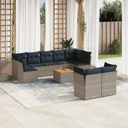 Set de sofás de jardín 10 pzas con cojines ratán sintético gris by , Garden sets - Ref: Foro24-3256145, Price: 712,92 €, Disc...